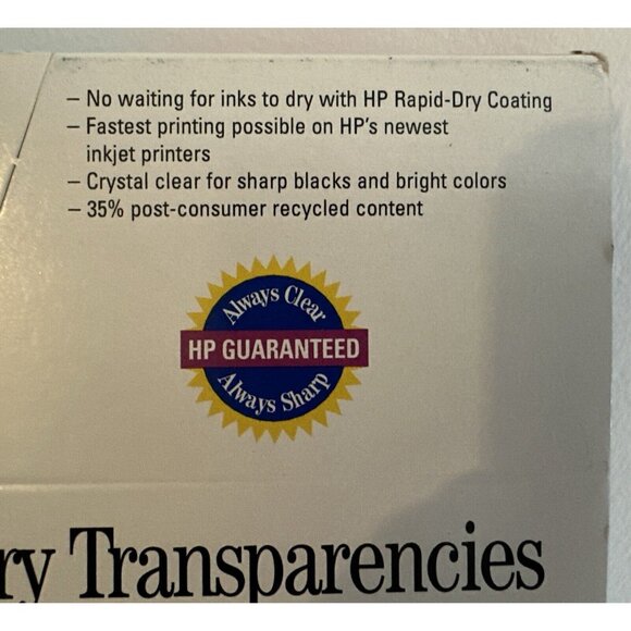 HP Premium Inkjet Rapid-Dry Transparencies 50 Sheets 8.5" x 11" C6051A - SEALED - Picture 6 of 6